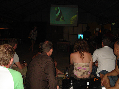 crowd watching marine showreel